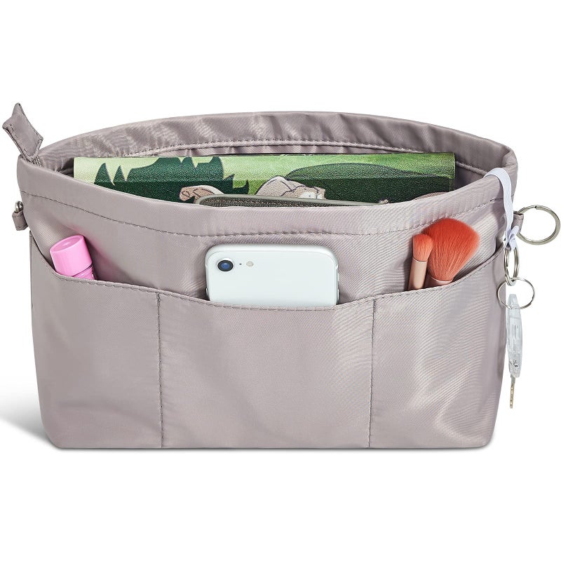 Vercord Premium Nylon Purse Organizer Tote Handbag Insert Organizers Bag in Bag Zipper 13 Pockets Grey X-Large - Image 1